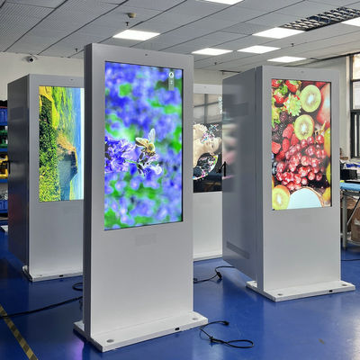 55인치 방수 야외 디지털 사이니지, 10포인트 정전식 터치 및 50000시간 수명 LCD 광고 키오스크